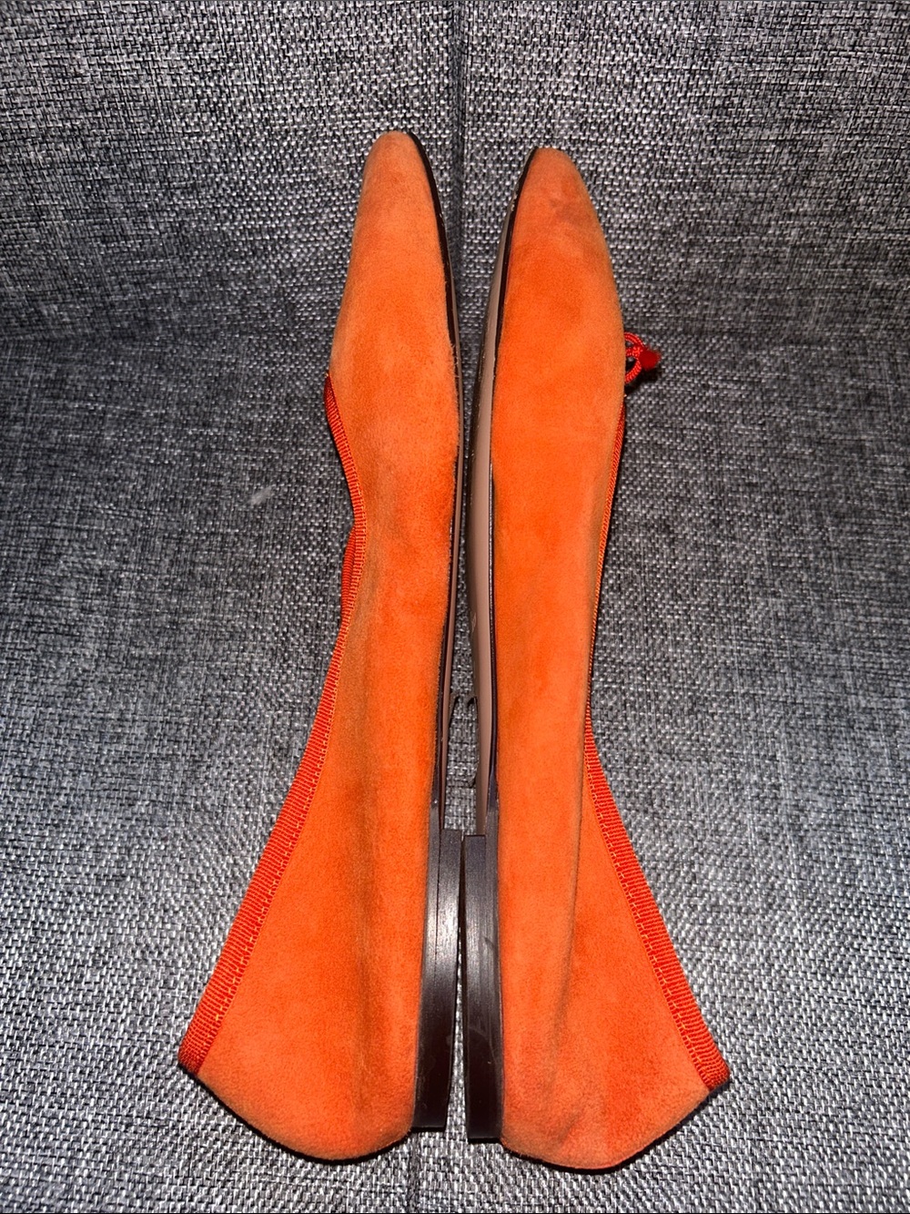 J. Crew Orange Suede Ballet Flats with Red Trim - Picture 6 of 8